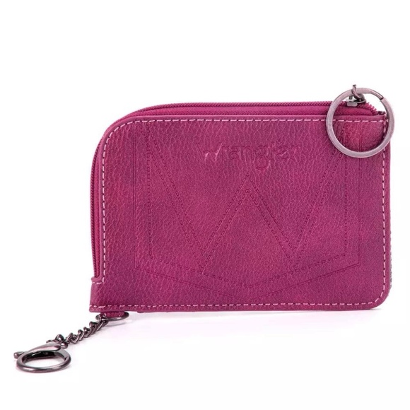 Wrangler Southwestern Art Print Mini Zip Card Case Hot Pink - Picture 2 of 2